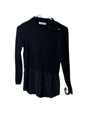 Sandro Paris wool blend black sweater blouse *note flaw